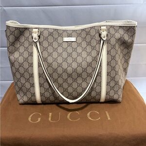 Gucci Brown Monogram Tote with Cream Accents